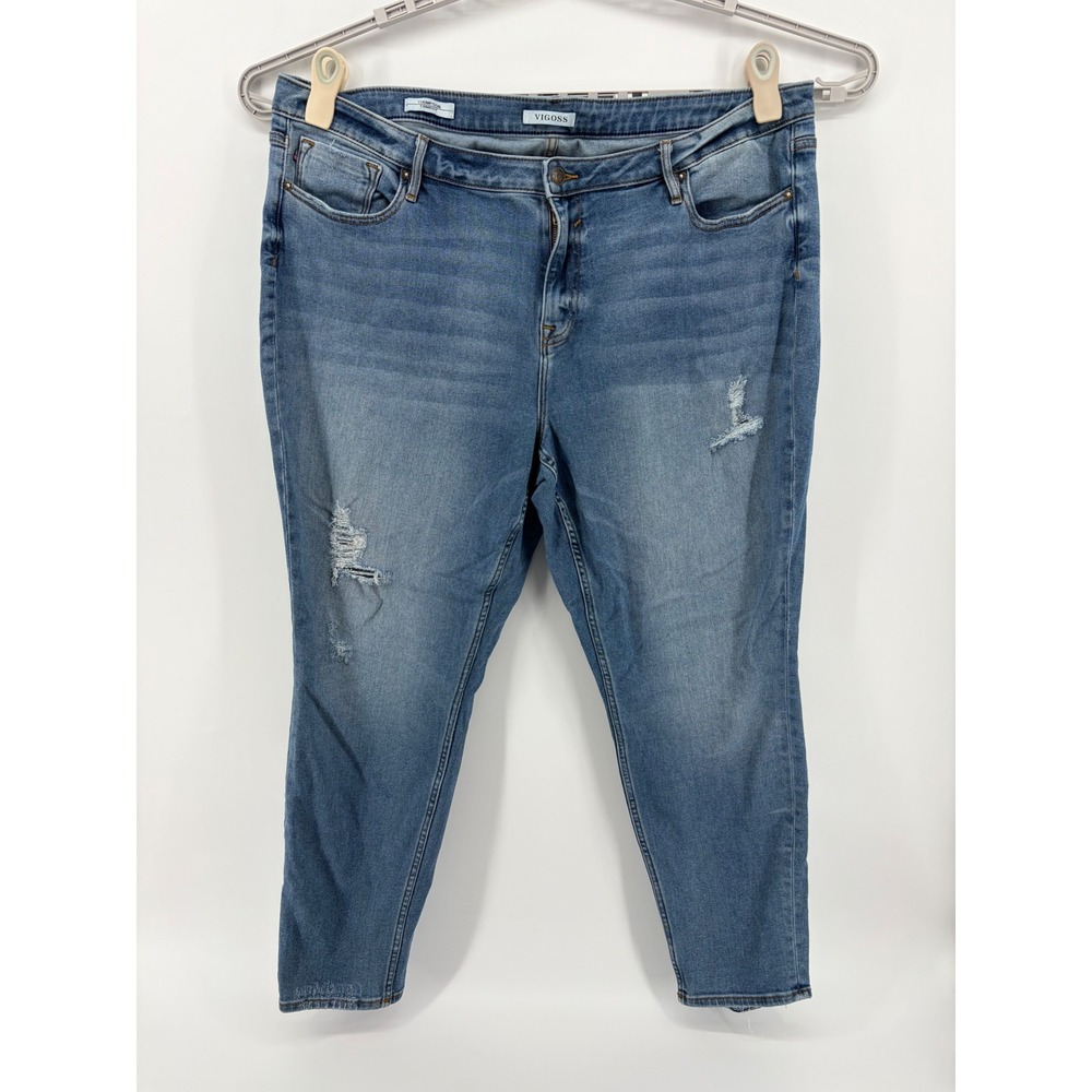 VIGOSS Women's Thompson Tomboy Jeans Medium‎ Wash Distressed Size 24